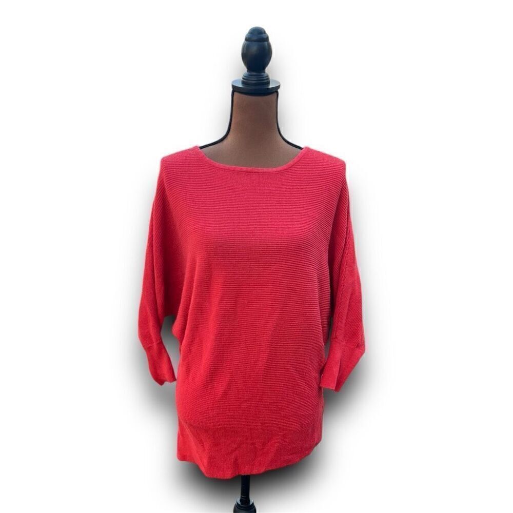 Ellen Tracy Poppy Ribbed Oversized Sweater Dolman Style Sleeves, Women’s Small
